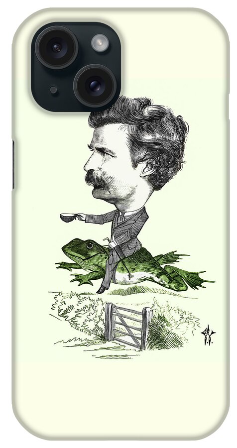 Twain iPhone Case featuring the photograph Mark Twain Caricature Colorized by Phil Cardamone