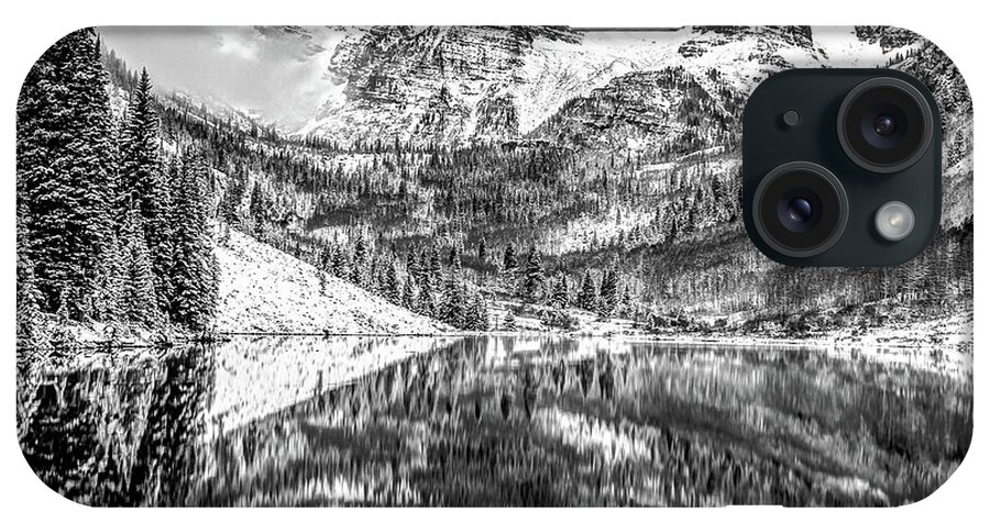 America iPhone Case featuring the photograph Maroon Bells - Aspen Colorado - Black-White - American Southwest 1x1 by Gregory Ballos