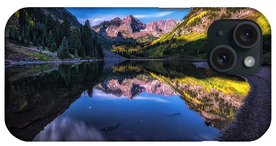 Moon iPhone Case featuring the photograph Maroon Bells by Moonlight by Michael Ash