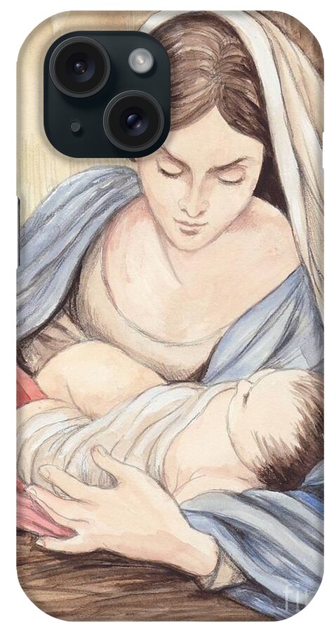 Christ iPhone Case featuring the painting Mary and Child by Morgan Fitzsimons