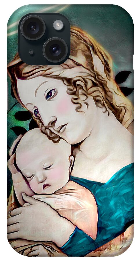 Virgin Mary iPhone Case featuring the digital art Mary and Child by Pennie McCracken