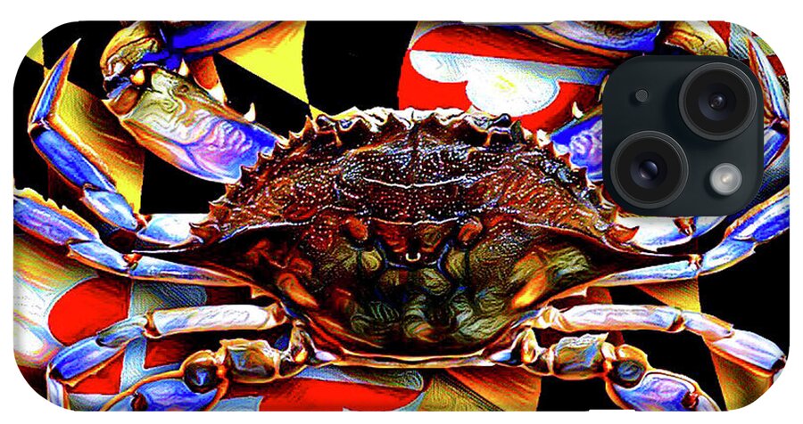 Baltimore iPhone Case featuring the digital art Maryland Blue Crab by CAC Graphics