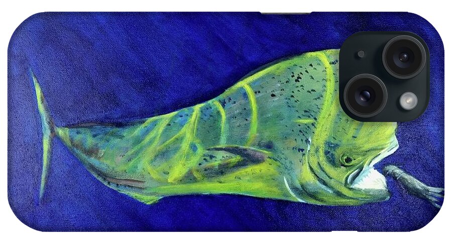Mahi iPhone Case featuring the painting Mahi Taking the Bait by Mike Jenkins