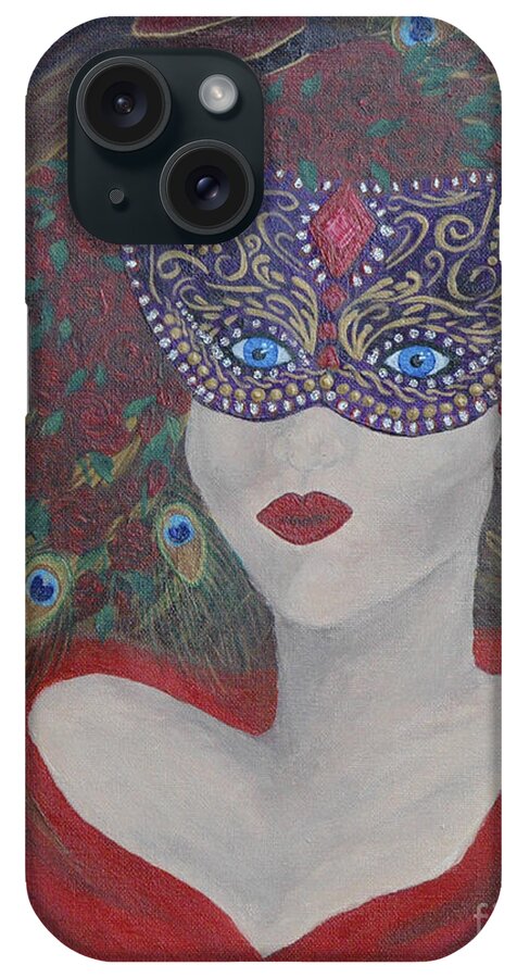 Masquerade iPhone Case featuring the painting Masquerade Exquiste by Karen Hamby