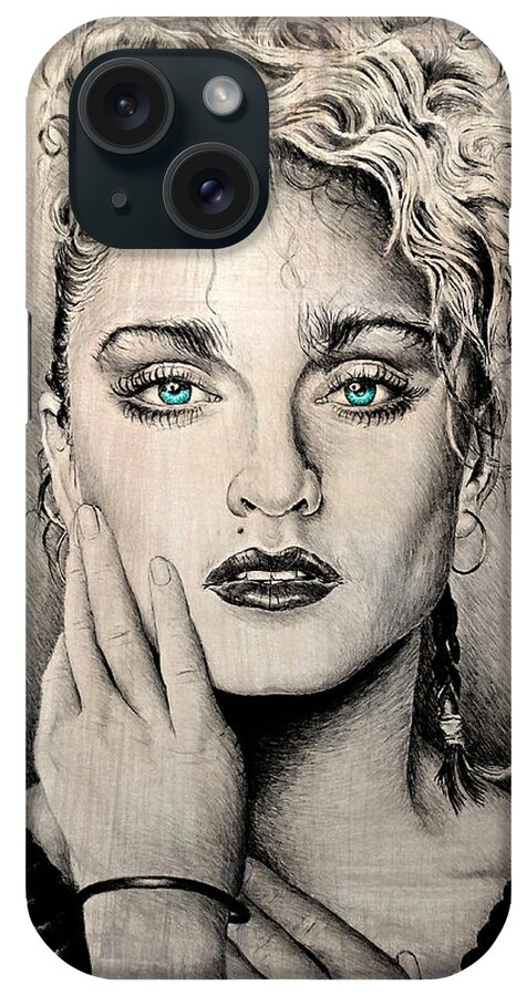 Madonna iPhone Case featuring the drawing Material Girl by Andrew Read
