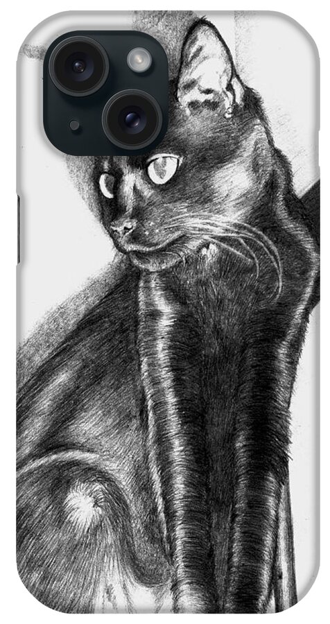 Siamese iPhone Case featuring the drawing Maurice by Shawna Rowe