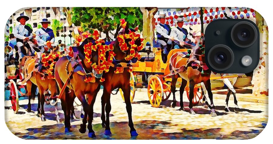 May Day Fair iPhone Case featuring the mixed media May Day Fair in Sevilla, Spain by Tatiana Travelways