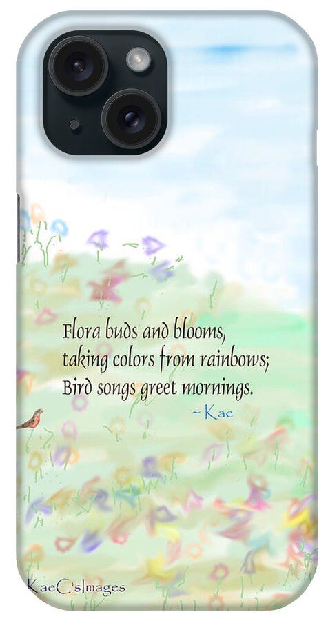 Springtime iPhone Case featuring the digital art May Haiku with Drawing by Kae Cheatham
