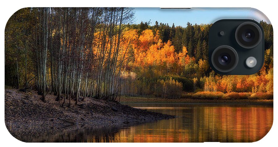 Autumn Colors Surround Mcclellan Lake Near Mt. Nebo In The Wasatch Mountains iPhone Case featuring the photograph McClellan Lake by Douglas Pulsipher