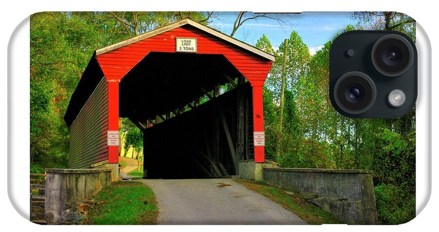 Foxcatcher Farms Covered Bridge iPhone Case featuring the photograph MD Covered Bridges - Foxcatcher Farms Covered Bridge Over Big Elk Creek No. 2A - Cecil County by Michael Mazaika