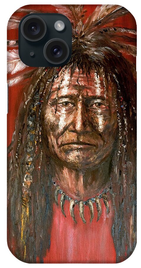 Native Americans iPhone Case featuring the painting Medicine man by Arturas Slapsys