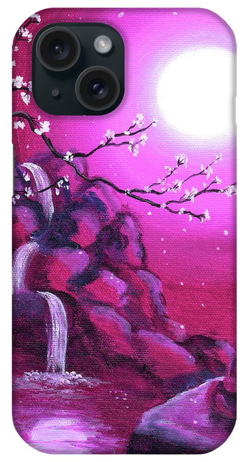 Landscape iPhone Case featuring the painting Meditating while Cherry Blossoms Fall by Laura Iverson
