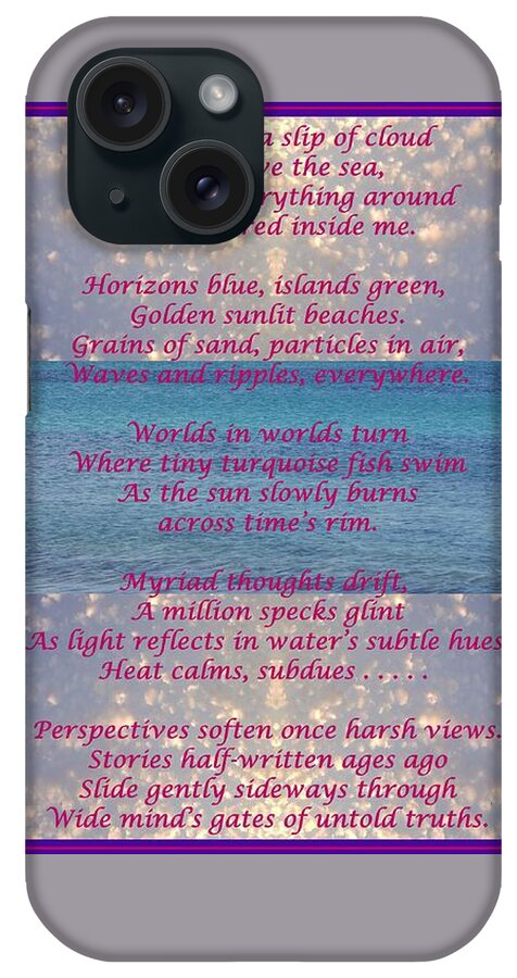 Poem iPhone Case featuring the mixed media Meditative Poem Written on Greek Beaches by Julia Woodman