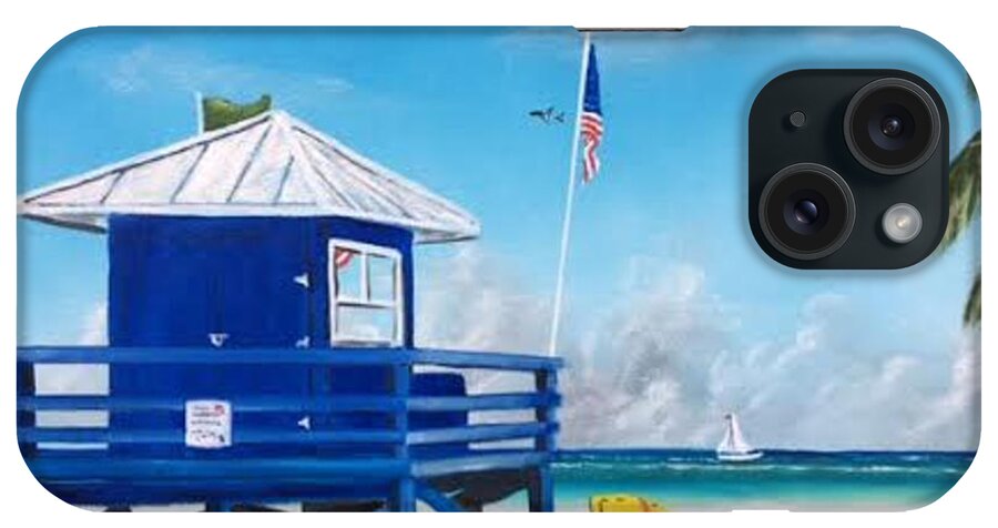 Lifeguard iPhone Case featuring the painting Meet At Blue Lifeguard by Lloyd Dobson