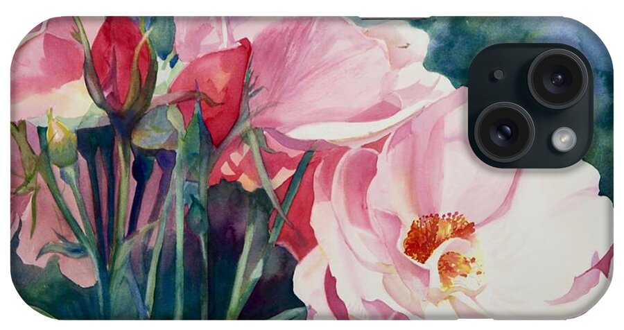 Original Watercolor iPhone Case featuring the painting Memorial Rose Garden by Susan Seaborn