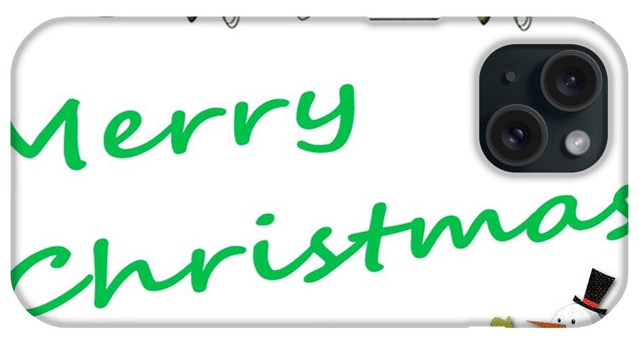 Festive iPhone Case featuring the photograph Merry Christmas Little Snow Man on White 2 by Joseph C Hinson