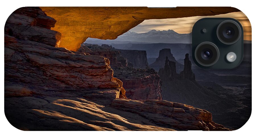 Canyon Lands iPhone Case featuring the photograph Mesa Arch Glow by Jaki Miller