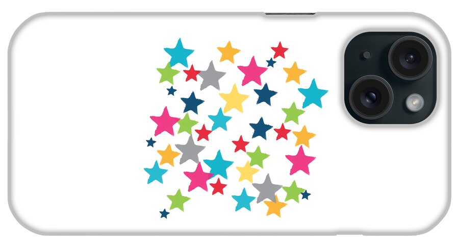 Stars iPhone Case featuring the painting Messy Stars- Shirt by Linda Woods