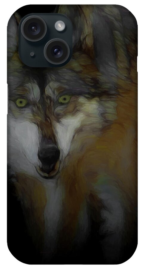 Wolf iPhone Case featuring the digital art Mexican Grey Wolf DA2 by Ernest Echols