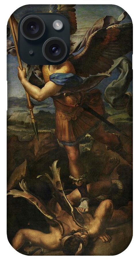 Urbino iPhone Case featuring the painting Michael defeats Satan by Raphael