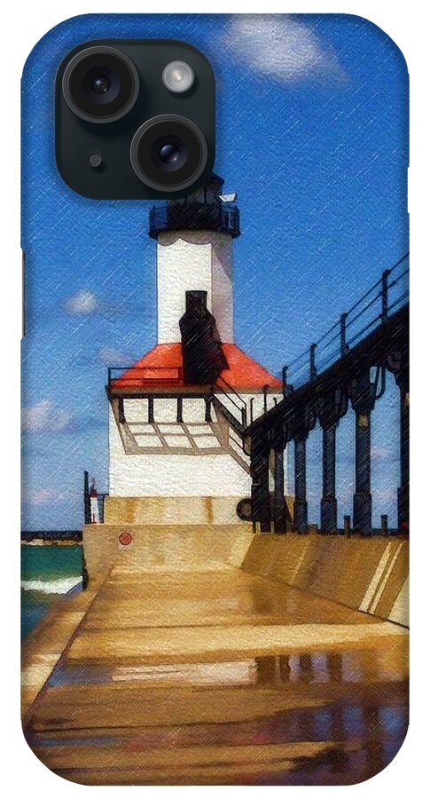 Lighthouse iPhone Case featuring the photograph Michigan City Light 1 by Sandy MacGowan