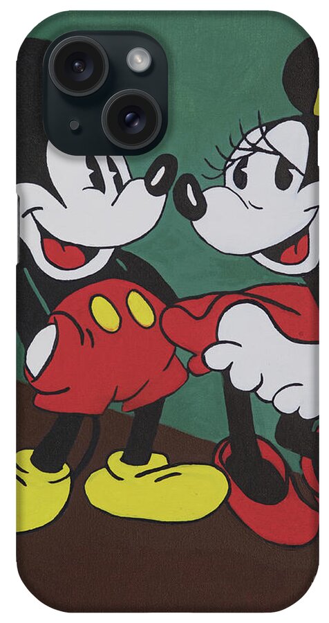 Micky Mouse iPhone Case featuring the painting Mickey and Minnie by Dean Robinson