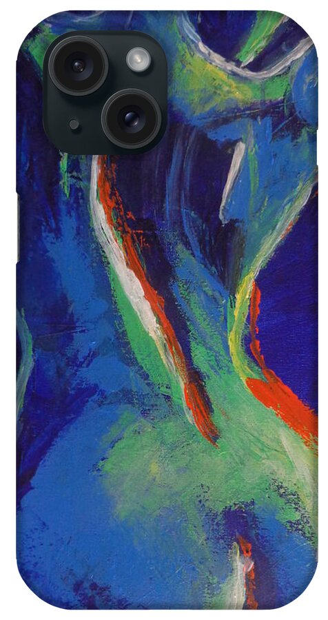 Abstract iPhone Case featuring the painting Midnight Lady A - Female Nude by Carmen Tyrrell