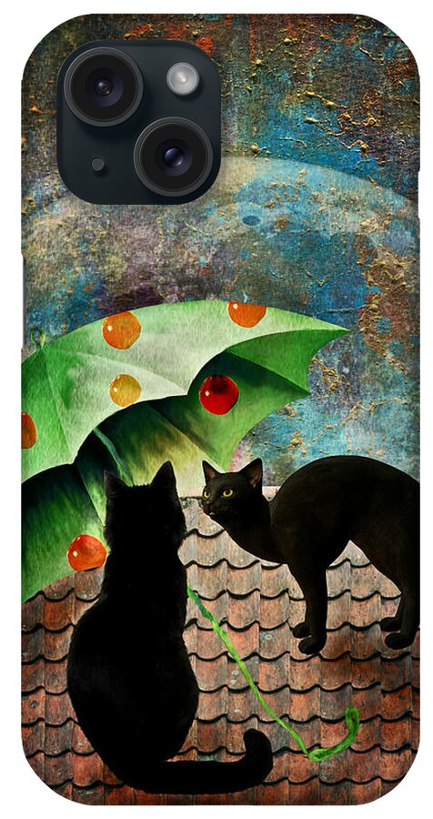 Cat iPhone Case featuring the digital art Midnight love 3 by Rumiana Nikolova
