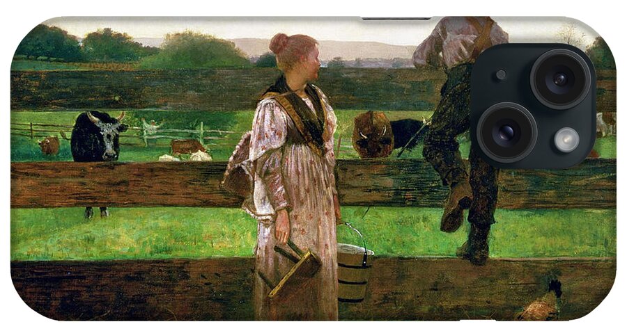 Winslow Homer iPhone Case featuring the painting Milking Time by Winslow Homer