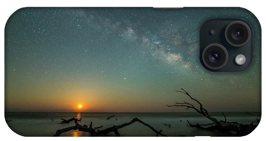 Milky Way iPhone Case featuring the photograph Milky Way over the Moonrise by Ray Silva