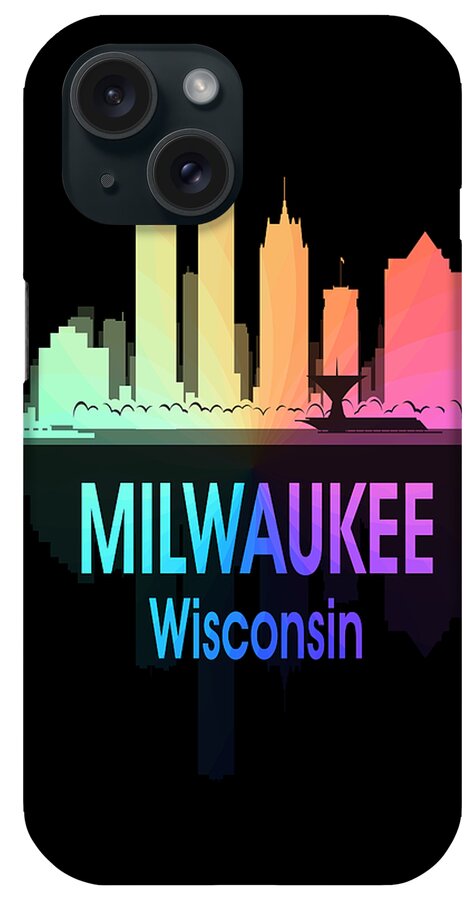 Milwaukee iPhone Case featuring the digital art Milwaukee WI 5 Vertical by Angelina Tamez
