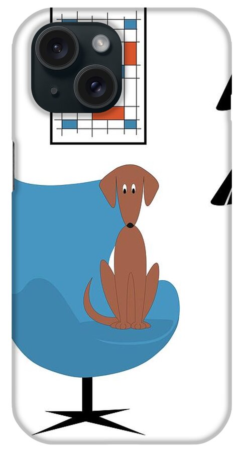 Mid Century Modern Dog iPhone Case featuring the digital art Mini Abstract with Brown Dog by Donna Mibus
