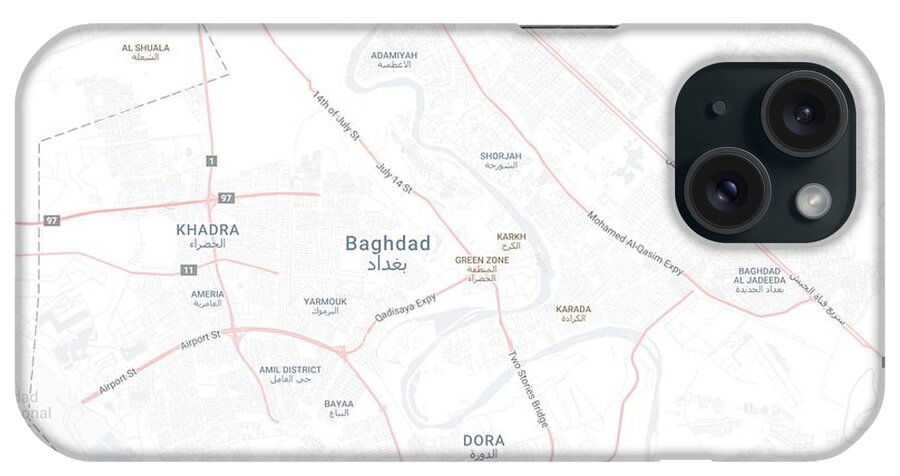 Vector iPhone Case featuring the painting Minimalist Modern Map of Baghdad, Iraq 8 by Celestial Images