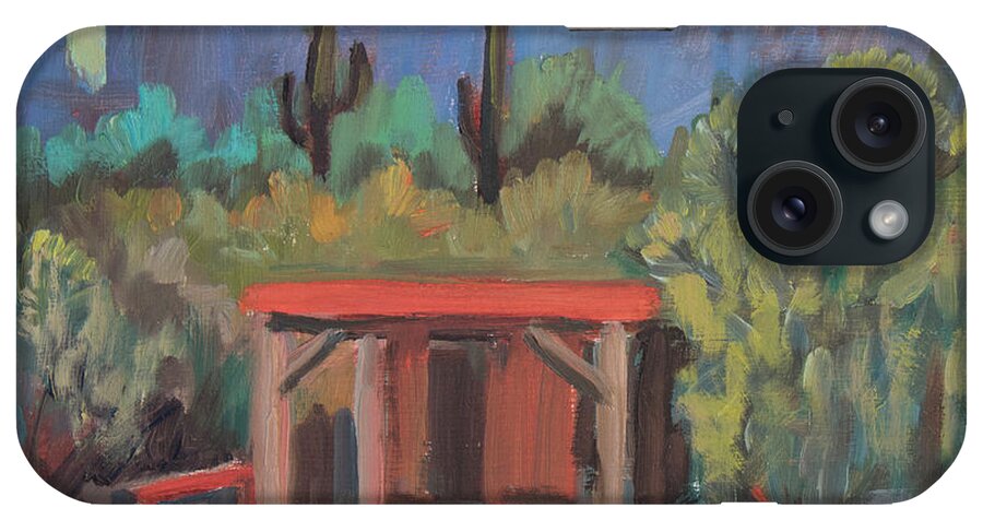 Plein Air iPhone Case featuring the painting Mining Camp at Superstition Mountain Museum by Diane McClary