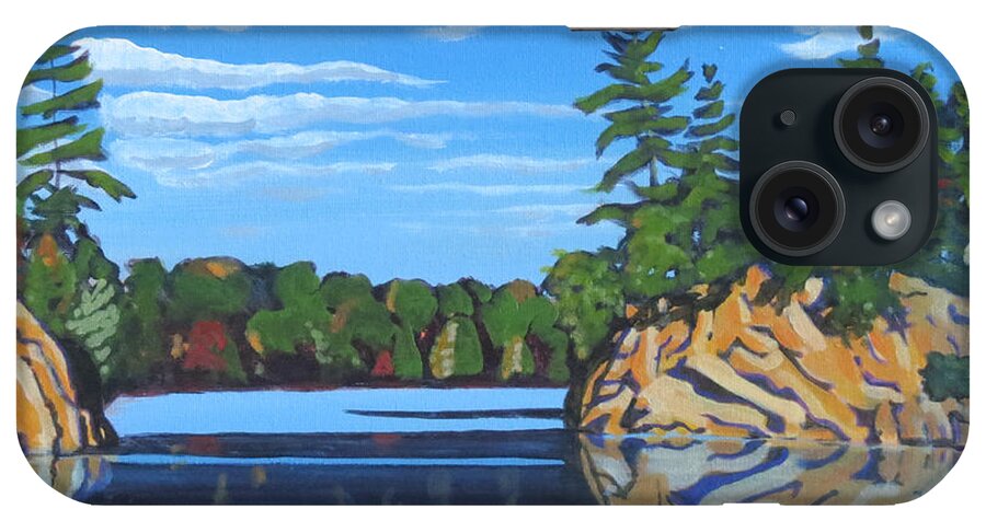Canadian Shield iPhone Case featuring the painting Mink Lake Gap by David Gilmore