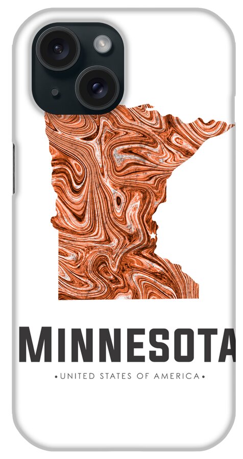 Minnesota iPhone Case featuring the mixed media Minnesota Map Art Abstract in Brown by Studio Grafiikka