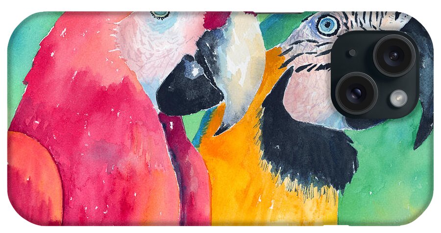 Macaw iPhone Case featuring the painting Minnie And Boggs by Arline Wagner