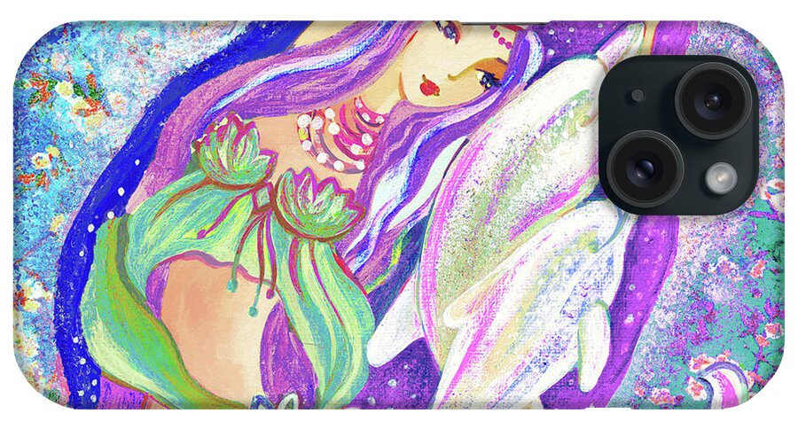 Sea Goddess iPhone Case featuring the painting Mirror Dance by Eva Campbell