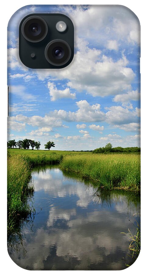 Glacial Park iPhone Case featuring the photograph Mirror Image of Clouds in Glacial Park Wetland by Ray Mathis