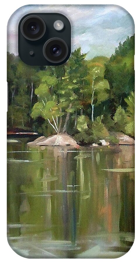 New Hampshire Artist iPhone Case featuring the painting Mirror Lake En Plein Air by Nancy Griswold
