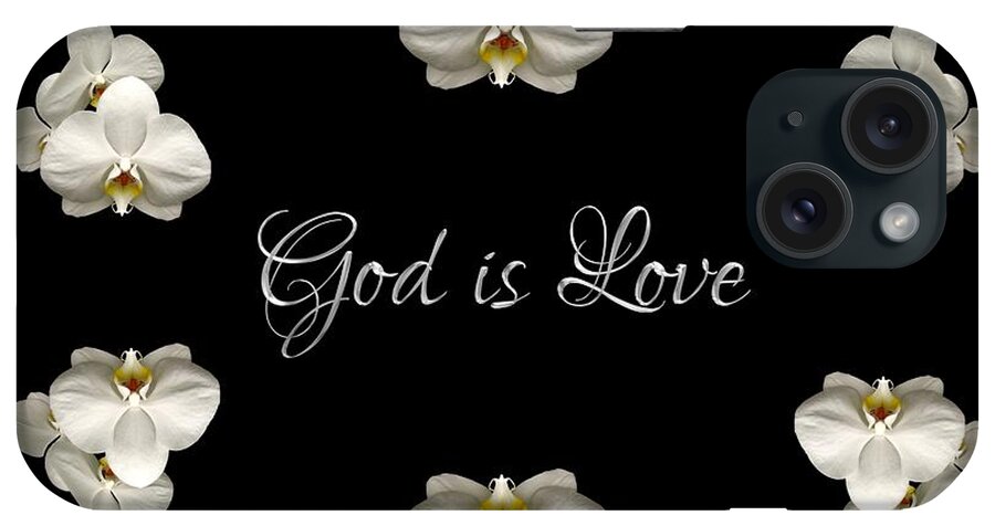 God Is Love iPhone Case featuring the photograph Mirrored Orchids framing God is Love by Rose Santuci-Sofranko