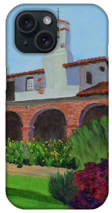 San Juan Capistrano iPhone Case featuring the painting Mission San Juan Capistrano by Mary Scott