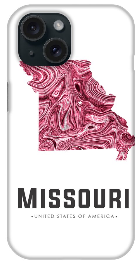 Missouri iPhone Case featuring the mixed media Missouri Map Art Abstract in Purple by Studio Grafiikka