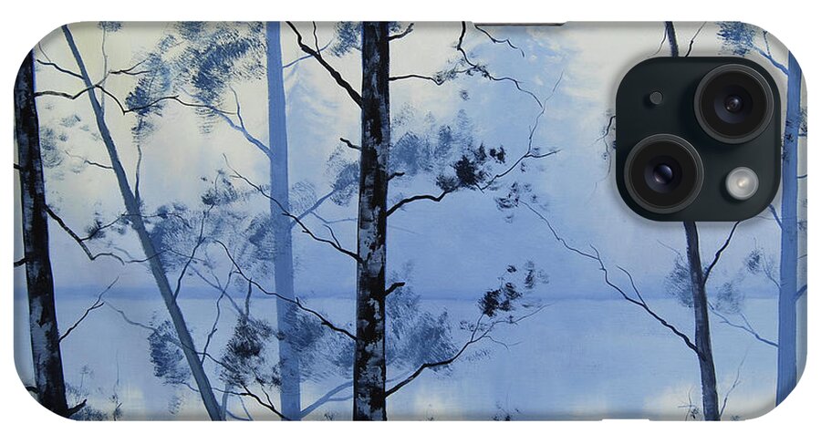 Misty iPhone Case featuring the painting Misty Blue Lake by Graham Gercken