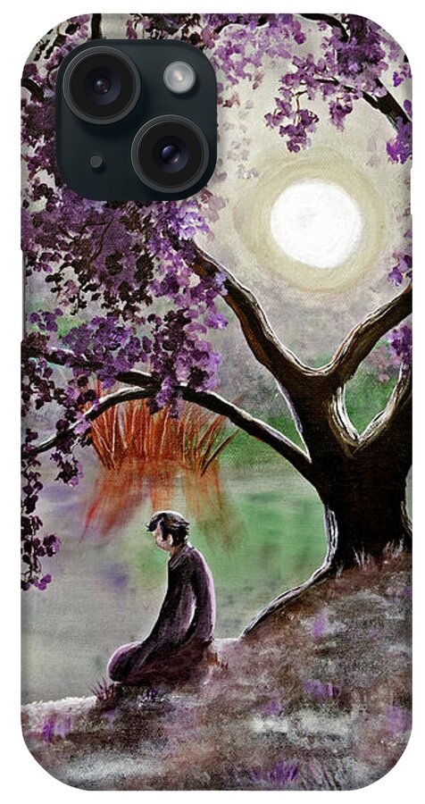  Original iPhone Case featuring the painting Misty Morning Meditation by Laura Iverson