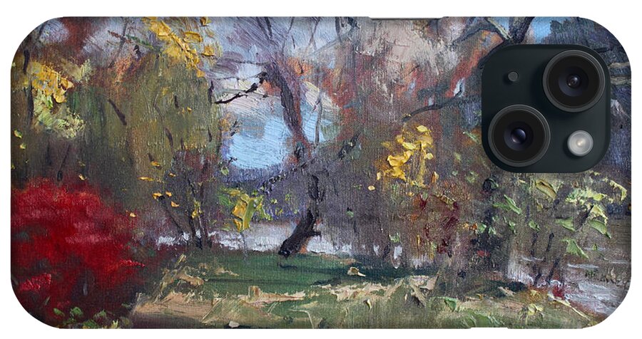 Duck Island iPhone Case featuring the painting Mixed Weather in a Fall Afternoon by Ylli Haruni