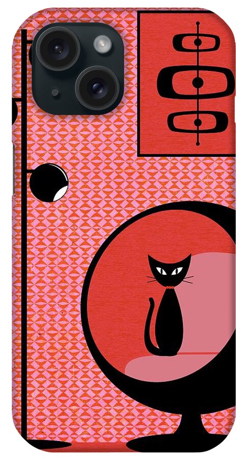 Mod iPhone Case featuring the digital art Mod Wallpaper Red on Pink by Donna Mibus