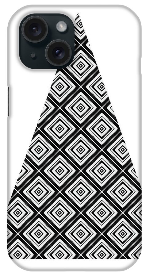 Black And White iPhone Case featuring the mixed media Modern Black and White Tree 1- Art by Linda Woods by Linda Woods