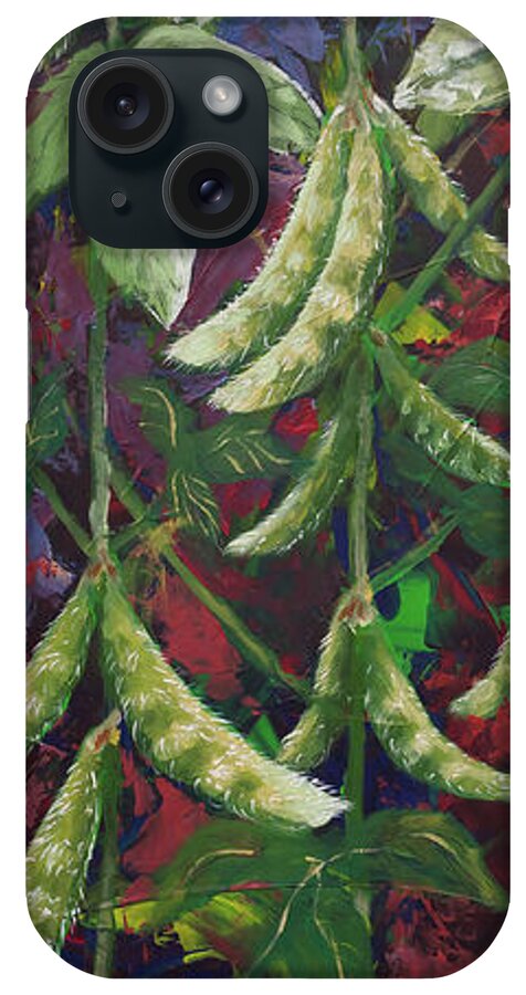 Soybeans iPhone Case featuring the painting Modern Expressionist Restaurant Art Soybean Field Painting by Gray Artus