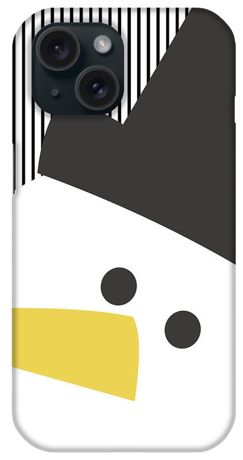 Snowman iPhone Case featuring the digital art Modern Snowman on Stripes- Art by Linda Woods by Linda Woods